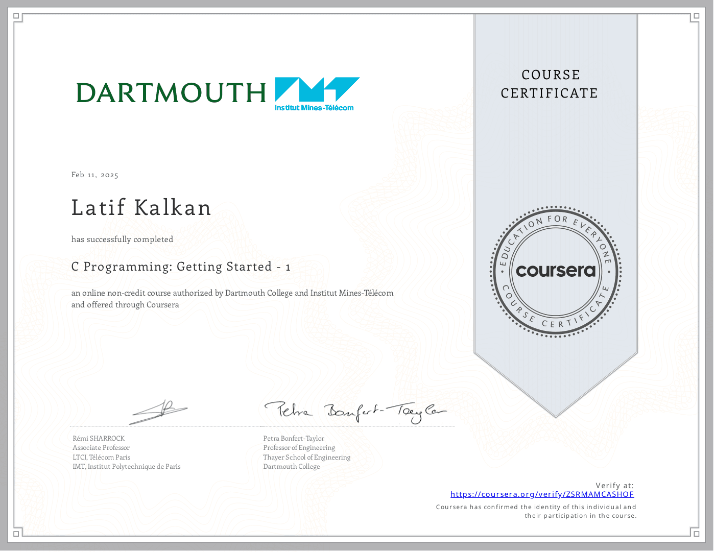 Coursera — C Programming: Getting Started